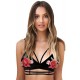 Plus Size Rose Embroidery Black Bralette 