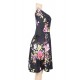 Half Sleeve Black Vintage Style Floral Swing Dress