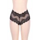 Plus Size Sexy High Waist Floral Lace Black Panty