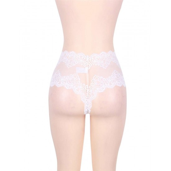 Sexy High Waist Floral Lace White Panty