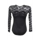 Plus Size Black Obstructed Teddy With Long Sleeve