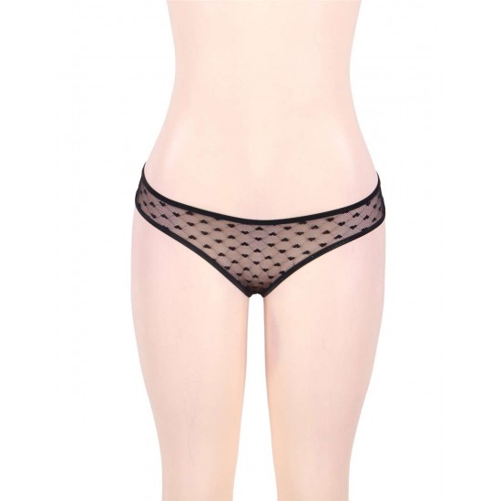 Plus Size Sexy Black Lace Strappy Panty