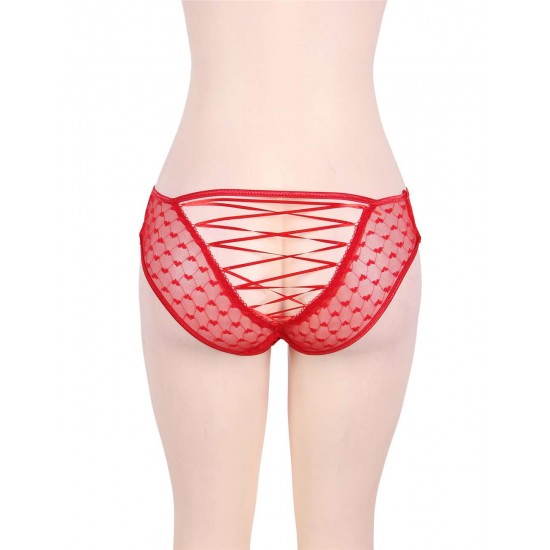 Plus Size Sexy Red Lace Strappy Panty