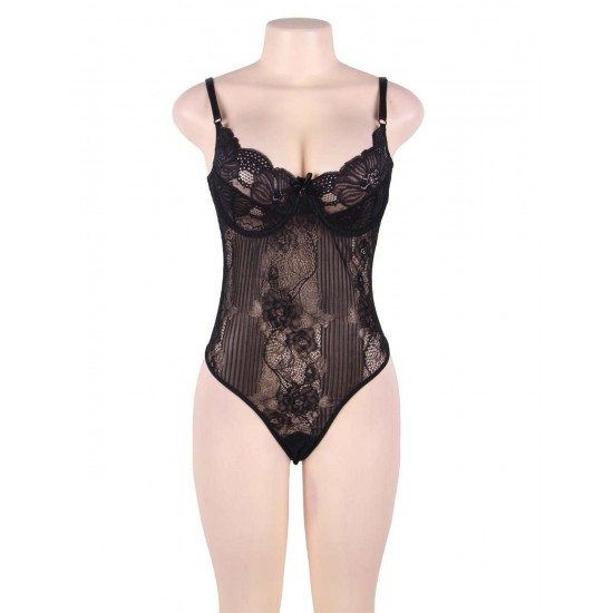 Glamour Underwire Hollywood Sheer Lace Teddy