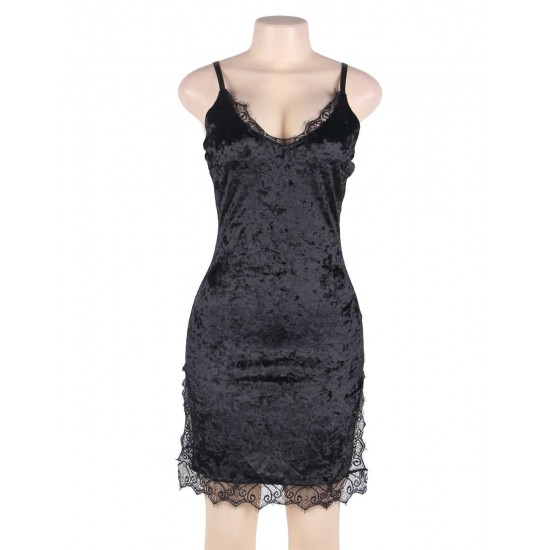 Lace Cami Knee Length Black Bodycon Dress