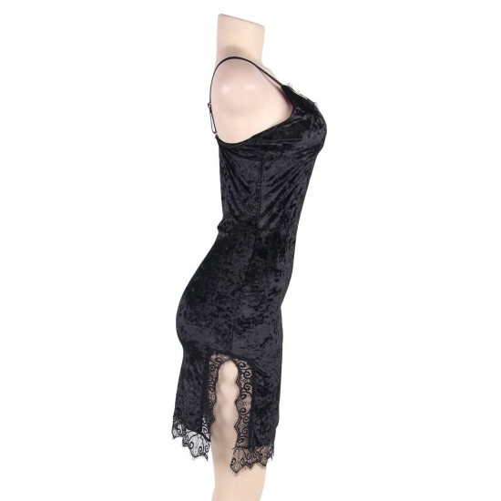 Lace Cami Knee Length Black Bodycon Dress