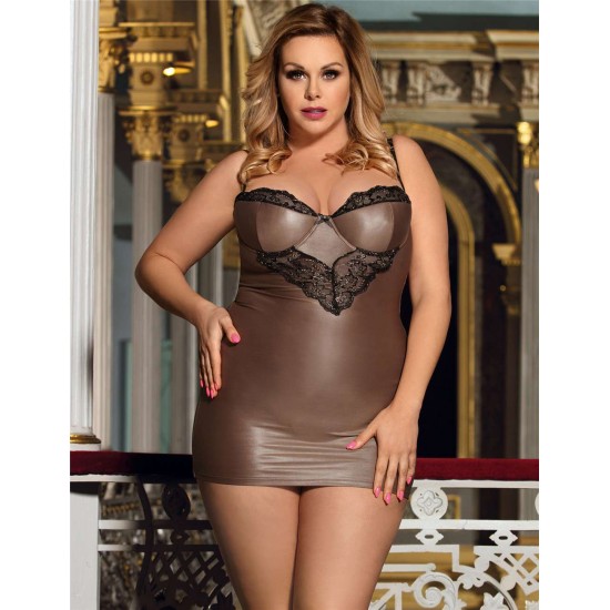 Plus Size Glamorous Leather Chemise