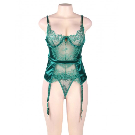 Seduction Green Lace Transparente Sexy Babydoll