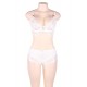 Plus Size White Lace Temptation 2pcs Bralette Lingerie Set