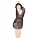 Plus Size Black lace deep V Babydoll