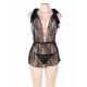 Plus Size Black lace deep V Babydoll