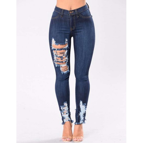 Top Design Ripped Women Jeans 