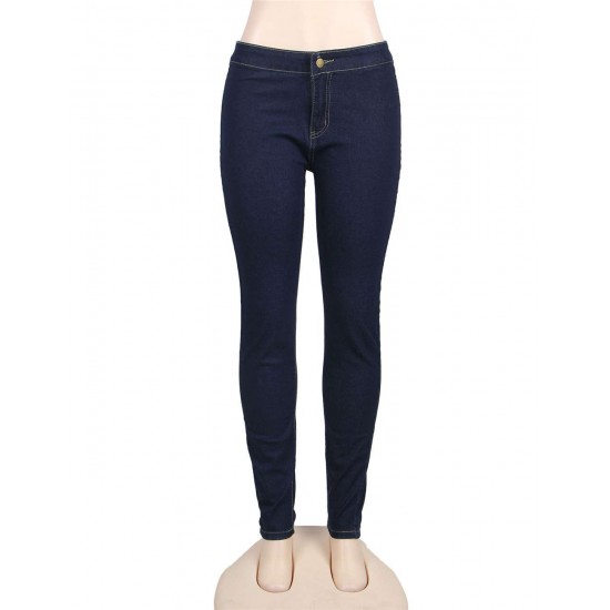 Pencil Pants Blue Female Fashion Casual Jeans