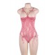 Pink Lace Open Bust Teddy