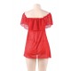 Valentine's Day Style Red Off-Shoulder Lace Sexy Babydoll