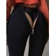 Black high waist bag hip zipper sexy jeans