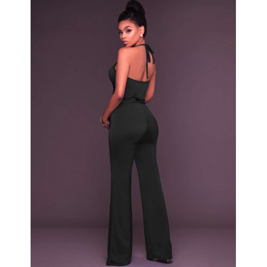 Black Wide Leg Halter Jumpsuit