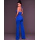 Blue Wide Leg Halter Jumpsuit