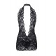 Plus Size Black lace Deep V Collar Chemise Dress