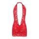 Valentine's Day Red lace Deep V Collar Chemise Dress