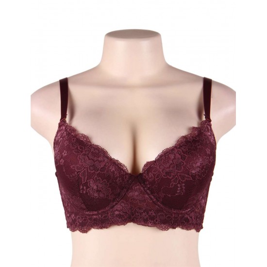 Wine Red high-quality lace comfortable T-shirt bra