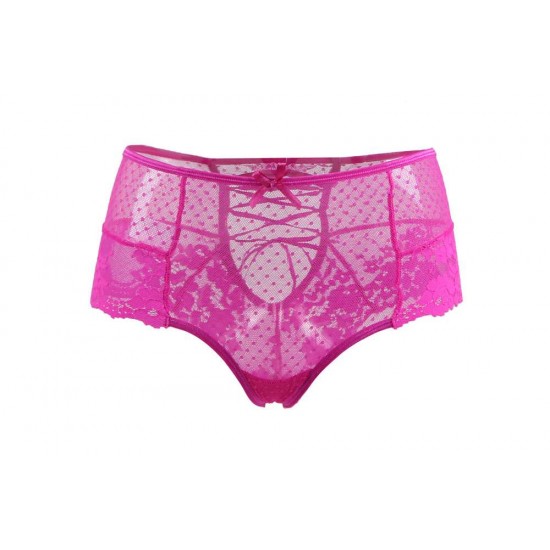 Plus Size Sexy Pink High Waist Lace Strappy Panty