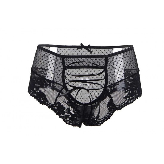 Sexy Black High Waist Lace Strappy Panty