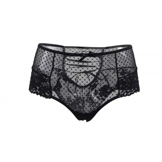 Sexy Black High Waist Lace Strappy Panty