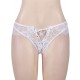 Plus Size White Ribbon Eyelashes Lace Panty