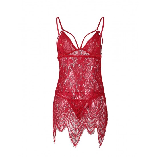 Valentine's Day Red Eyelashes Lace Elastic Band Sexy Babydoll