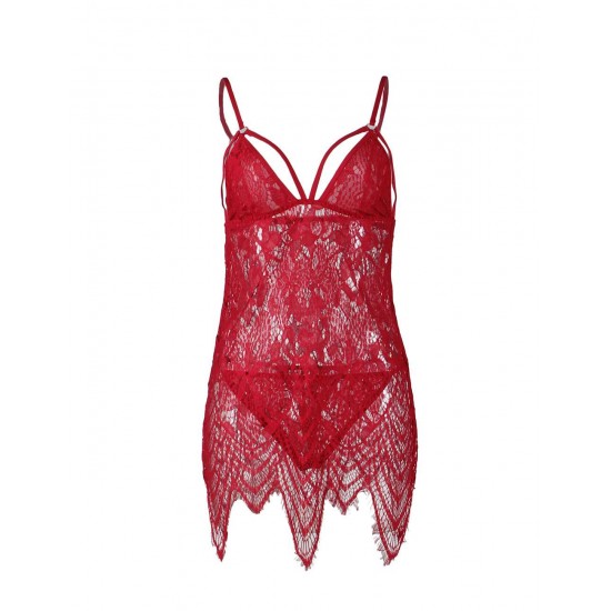 Valentine's Day Red Eyelashes Lace Elastic Band Sexy Babydoll