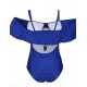 Blue Ruffle Off-The-Shoulder One Piece Swimsuit