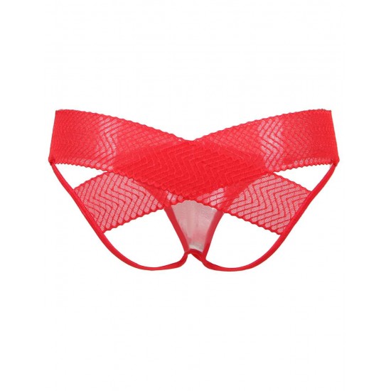 Plus Size Red Hollowed Out Ladies' Panty