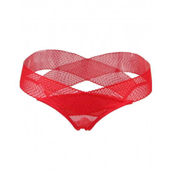 Plus Size Red Hollowed Out Ladies' Panty