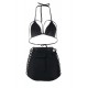 Black Elastic Harness Strappy Sexy Summer Women Bikini Set