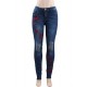 Top Design Embroidery Ripped Women Jeans