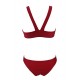 Ladies Dark Red Padded Gather Sexy Bikini Set