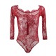 Red Eyelashes Lace  Long-sleeved Teddy