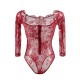 Red Eyelashes Lace  Long-sleeved Teddy