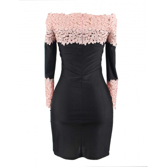 Long Sleeve Off-Shoulder Fashion Lace Dress