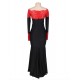 Boat Neck Red Lace Evening Gown