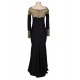 Boat Neck Khaki Lace Evening Gown