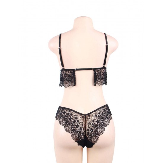 Black Lace Temptation 2pcs Bralette Lingerie Set