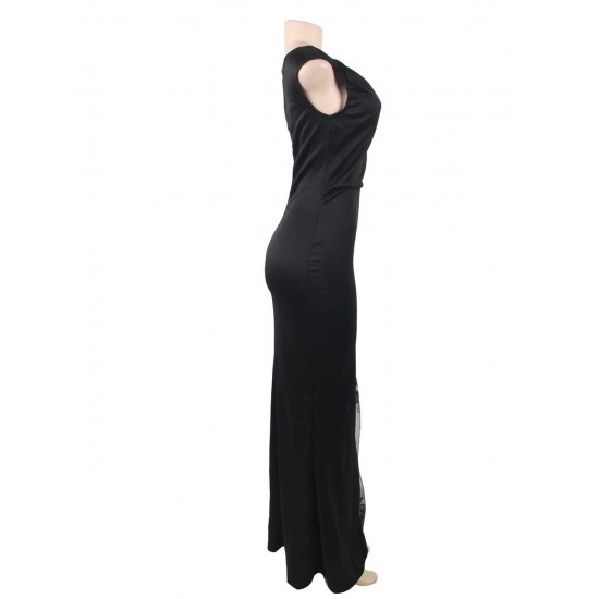 Black Sleeveless High Slit Sexy Evening Dress