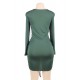 Olive Green Drawstring Adjustable Fashion Tight-fitting Dress