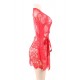 Plus Size Red Eyelash Lace Sleepwear Gown