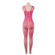 Strappy Shoulder Open Crotch Rosy Bodystocking