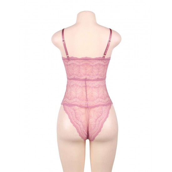 Sexy Chest Ribbon Adjusting Lace Teddy