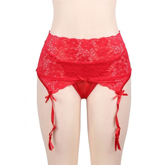 Plus Size Red Sexy Lace Garter Panty