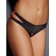 Black Plus Size Crotchless Double Strap Thong